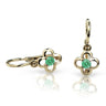 Dětské náušnice Danfil kytičky C1944 ze žlutého zlata s kamínkem Emerald Green, zapínání brizura