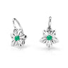 Dětské náušnice Danfil kytičky C2238 z bílého zlata s kamínkem Emerald Green, zapínání brizura