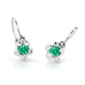 Dětské náušnice Danfil C2158 z bílého zlata s kamínkem Emerald Green, zapínání brizura