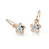 Dětské náušnice Danfil kytičky C2204 z růžového zlata s kamínkem White, zapínání brizura
