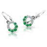 Dětské náušnice Danfil C2154 z bílého zlata s kamínky Emerald Green, zapínání brizura