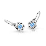 Dětské náušnice Danfil kytičky C2179 z bílého zlata s kamínkem Arctic Blue, zapínání brizura