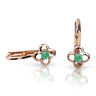 Dětské náušnice Danfil kytičky C1944 z růžového zlata s kamínkem Emerald Green, zapínání klapka