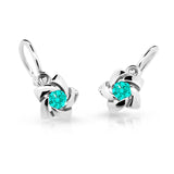 Dětské náušnice Danfil C2201 z bílého zlata s kamínkem Mint Green, zapínání brizura
