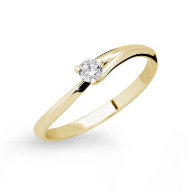Zlatý zásnubní prsten DF 2958, žluté zlato, s briliantem
